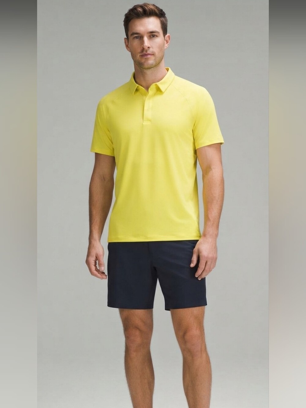 NEW! Lululemon Men's Stretch Golf Polo Yellow Snap-T Actiwear Outdoor Tee! L